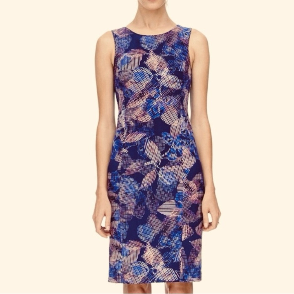 Rebecca Taylor Sonic Garden Multicolor Sleeveless Sheath Dress Purple Size 8